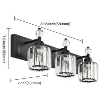 Presde Black Crystal Bathroom Lights Fixtures Over Mirror Modern 3 Light Vanity Lighting Bathroom Wall Light Fixtures