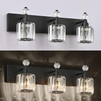 Presde Black Crystal Bathroom Lights Fixtures Over Mirror Modern 3 Light Vanity Lighting Bathroom Wall Light Fixtures