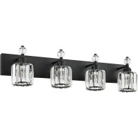 Presde Modern Crystal 4 Light Vanity Light For Bathroom Light Fixtures Over Mirror Matte Black Bath Wall Lighting