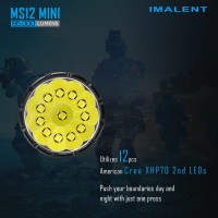 Imalent Ms12 Mini Rechargeable Flashlight 65000 Lumens, High Lumen Led Torch With 12 Cree Xhp 70.2 Leds, Long Beam Distance 1036 Meters, Suitable For Searching And Rescue (Warm Light)