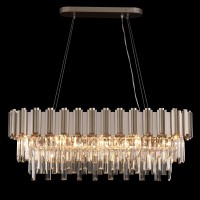 Osairuos L35.4 Linear Modern Crystal Chandeliers Luxury Nickel Rectangle Chandelier For Dining Room Contemporary Oval Raindrop Pendant Ceiling Light Fixture For Kitchen Island Entryway Foyer 10 Lights