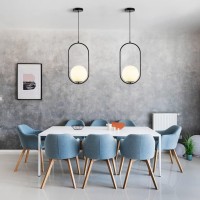 Fulesi Modern Black Globe Pendant Light Set Of 2 Frosted Glass Shade Geometric Hanging Fixture Indoor Adjustable Hanging Pendant Lamp Spherical Lighting For Kitchen Island Bedroom