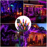 Battery Operated Halloween Lights 2 Pack Total 100 Led 32 Ft Orange And Purple Lights Outdoor Waterproof Mini String Lights Wi