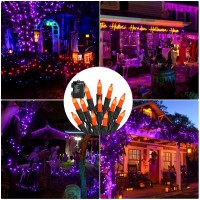 Battery Operated Halloween Lights 2 Pack 50 Led 16Ft Orange Halloween Lights Outdoor Waterproof Mini String Tree Lights With 8