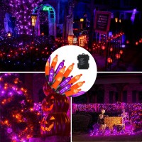 Dazzle Bright Purple And Orange Halloween Lights Battery Operated 2 Pack Total 100Led 32Ft Waterproof Mini String Lights With 8