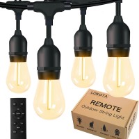 Smart Outdoor String Lights With Remote, 48Ft Dimmable Led Patio Lights With 16 Waterproof Bulbs 2700K, Commercial Grade Shatterproof Pergola Lighting For Garden, Porch, Backyard, Bistro