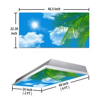 Lorougei Fluorescent Light Covers-For Ceiling Light Diffuser Panels - Fluorescent Light Covers For Classroom Office - 2Ft X 4Ft Drop Ceiling Fluorescent Decorative - Tree Leaves Sky Clouds Pattern