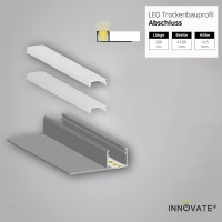 Innovate Led End Drywall Profile 2 Metres Including Cover - 200 Cm Aluminium Led Profile Drywall Finish For 12.5 Mm Plasterboard - Aluminium Profile For Led Strips Up To 12 Mm Includes Milky Cover