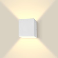 Luxrite Square Led Up And Down Wall Sconce, Metal, 5Cct 2700K | 3000K | 3500K | 4000K | 5000K, Modern Indoor And Outdoor Wall Light, 15W, 1000Lm, Ip65 Waterproof, Etl Listed - White