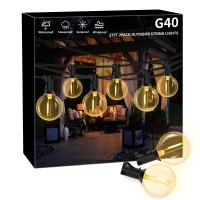 Guddl 54Ft Outdoor String Lights 2 Packx27Ft, Outdoor Patio String Lights With 26 Shatterproof Waterproof G40 Led Bulb, Globe Outside Hanging String Light For Backyard Porch Balcony Gazebo Bistro