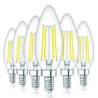 Winshine E12 Led Bulb Dimmable Candelabra Light Bulbs, 5000K Daylight 60 Watt Equivalent Small Base, Type B Light Bulb For Chandelier, Ceiling Fan Light Bulbs Clear Glass,600Lm,6 Pack