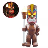 Boxwizard Tiki Totem Figurine Solar Light Outdoor Garden Decor, Solar Powered Led Outdoor Decor Garden Light For Porch Lawn Decoration, Anger