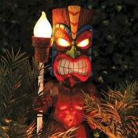 Boxwizard Tiki Totem Figurine Solar Light Outdoor Garden Decor, Solar Powered Led Outdoor Decor Garden Light For Porch Lawn Decoration, Anger