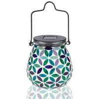 Afirst Mosaic Solar Lanterns Outdoor - Glass Hanging Solar Lights Hollow Out Waterproof Table Lamp Outdoor Decorative For Garden, Patio, Holiday Party Outdoor Decoration