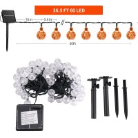 Solar Halloween String Lights Outdoor 60 Led 36 Feet Crystal Globe String Lights With 8 Lighting Modes Waterproof Solar Powered