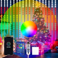 Hxweiye 300Led Unlimited Rgb Colors Changing Curtain Lights With Remote App Control Smart Curtain Hanging Fairy String Lights