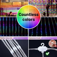 Hxweiye 300Led Unlimited Rgb Colors Changing Curtain Lights With Remote App Control Smart Curtain Hanging Fairy String Lights