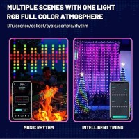 Hxweiye 300Led Unlimited Rgb Colors Changing Curtain Lights With Remote App Control Smart Curtain Hanging Fairy String Lights