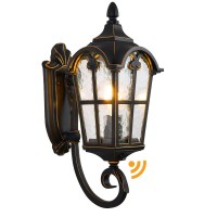 Rinlnoy Dusk To Dawn Outdoor Light Fixture Black Roman, Waterproof Outside Porch Light Wall Sconce Lighting, Exterior Wall Lantern For House Garage Doorway