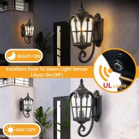 Rinlnoy Dusk To Dawn Outdoor Light Fixture Black Roman, Waterproof Outside Porch Light Wall Sconce Lighting, Exterior Wall Lantern For House Garage Doorway