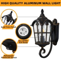 Rinlnoy Dusk To Dawn Outdoor Light Fixture Black Roman, Waterproof Outside Porch Light Wall Sconce Lighting, Exterior Wall Lantern For House Garage Doorway