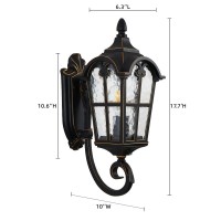 Rinlnoy Dusk To Dawn Outdoor Light Fixture Black Roman, Waterproof Outside Porch Light Wall Sconce Lighting, Exterior Wall Lantern For House Garage Doorway