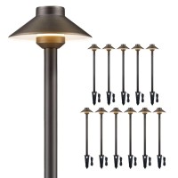 Gardenreet Low Voltage Pathway Lights 12V, Led Landscape Path Lights Outdoor Waterproof, Electric Walkway Lights, Hat Top Bronze Etl Garden Decorations Without G4 Bulb 12 Pack