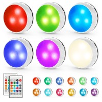 Narundren Puck Lights With Remote, Closet Light,Under Cabinet Lights,Christmas Lights,Lights Remote Color Changing Dimmable,For Display Cabinet (6 Packs)