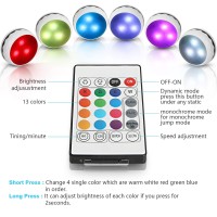 Narundren Puck Lights With Remote, Closet Light,Under Cabinet Lights,Christmas Lights,Lights Remote Color Changing Dimmable,For Display Cabinet (6 Packs)