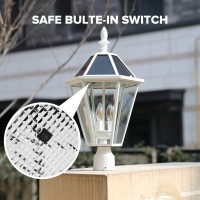 Lutec Led Post Solar Light Outdoor Dusk To Dawn Vintage Street Lights 300Lm 2700K Cast Aluminum Solar Pole Lights For Garden P