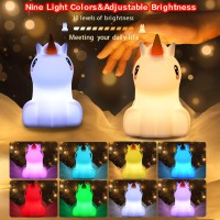 Night Light For Kids Cute Unicorn Light 9 Color Changing Kids Night Light Lamp Rechargeable Silicone Baby Night Lightkawaii R