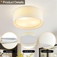 Wingbo 157 Modern 3Light Flush Mount Ceiling Light Fixture With Fabric Acrylic Double Drum Shade For Bedroom Living Room D