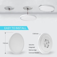 Melegan Smart Led Ceiling Light Flush Mount, 12 Inch 24W Ceiling Light Fixture Dimmable 2700K-6500K, Rgb Ambient Light Fixture Wifi Work With Alexa Google Home For Bedroom Living Room