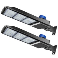 Juyace 300W Led Parking Lot Light Dusk To Dawn Led Outdoor Lighting Wall Mount Exterior Flood Light Commercial Outside Light Ip65 100-277V For Shoebox Street Security Area (2 Pack)