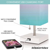 Missionmax Modern Cotton Candy Small Table Lamp W Usb Quick Charging Port, Great For Led Bedside, Desk, Bedroom, And Nightstand Lamps Or Other Table Lights