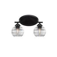 Zilo 2 Light Bath Bar Shown In Matte Black Finish With 6 Clear Ribbed Glass