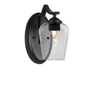 Zilo Wall Sconce Shown In Matte Black Finish With 5 Clear Bubble Glass