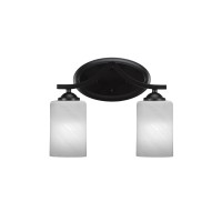 Zilo 2 Light Bath Bar Shown In Matte Black Finish With 4 White Marble Glass