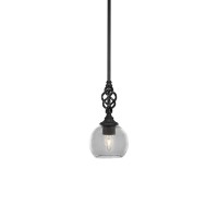 Elegant Mini Pendant With Hang Straight Swivel Shown In Matte Black Finish With 575 Clear Bubble Glass