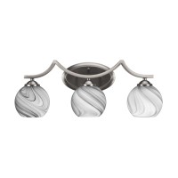 Zilo 3 Light Bath Bar Shown In Graphite Finish With 575 Onyx Swirl Glass