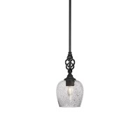 Elegant Mini Pendant With Hang Straight Swivel Shown In Matte Black Finish With 6 Smoke Bubble Glass