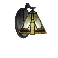 Zilo Wall Sconce Shown In Matte Black Finish With 7 Zion Art Glass