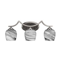 Zilo 3 Light Bath Bar Shown In Graphite Finish With 6 Onyx Swirl Glass