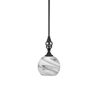 Elegant Pendant With Hang Straight Swivel Shown In Matte Black Finish With 9.5