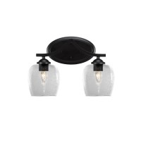 Zilo 2 Light Bath Bar Shown In Matte Black Finish With 6 Clear Bubble Glass