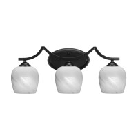 Zilo 3 Light Bath Bar Shown In Matte Black Finish With 6 White Marble Glass