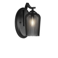 Zilo Wall Sconce Shown In Matte Black Finish With 5 Smoke Textured Glass