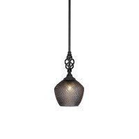 Elegant Pendant With Hang Straight Swivel Shown In Matte Black Finish With 9 Smoke Textured Glass