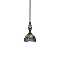 Elegant Mini Pendant With Hang Straight Swivel Shown In Matte Black Finish With 7