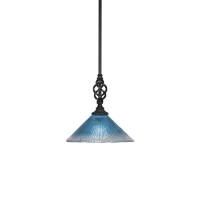 Elegant Pendant With Hang Straight Swivel Shown In Matte Black Finish With 12 Teal Crystal Glass